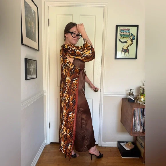 70s Vintage Leisure Lovers Jumpsuit w Attached Leopard Cape Sz M - Picture 3 of 12